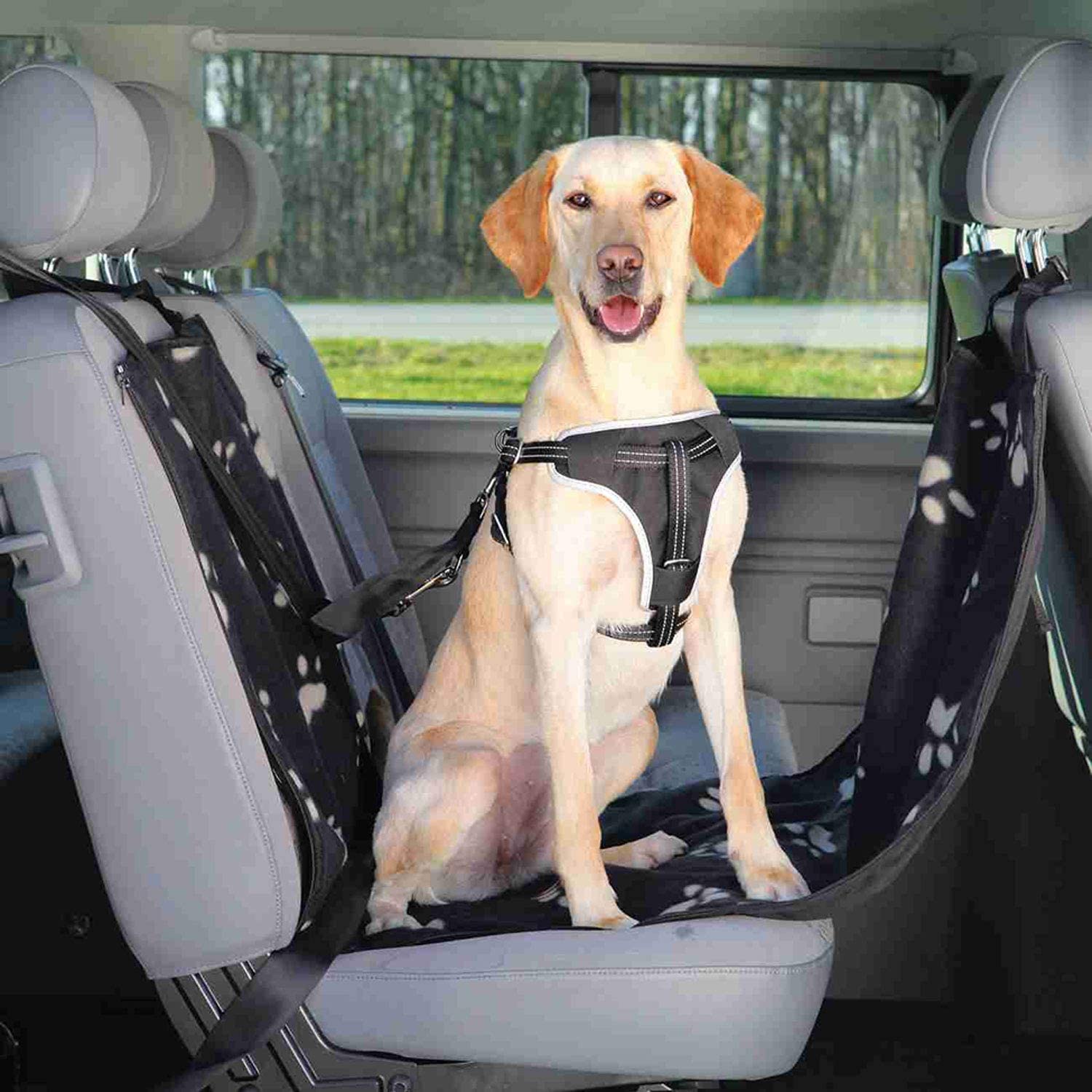 Car Seat Cover, Fleece/Polyester, 1.40 x 1.45 m, Black/beige