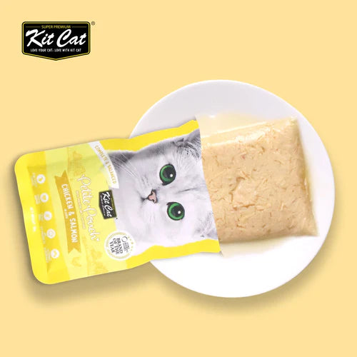 Kit Cat Petite Pouch Complete & Balanced Wet Cat Food - Chicken & Salmon in Aspic 70g