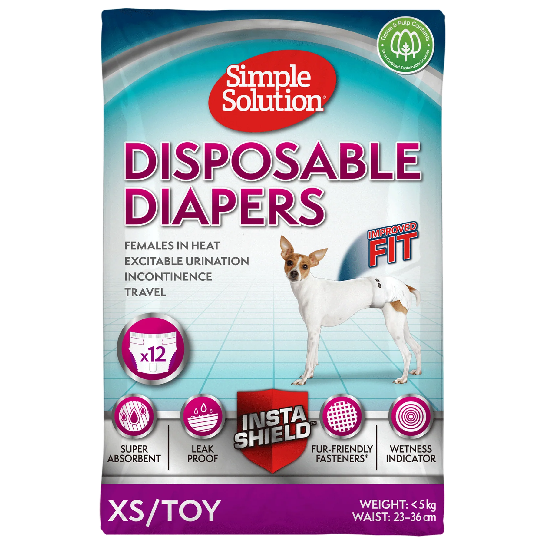 Simple Solution Disposable Diapers, Pack Of 12 Pcs.