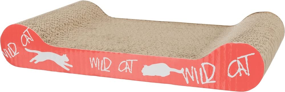 Wild Cat Scratching Cardboard, Orange, 41 × 7 × 24 cm